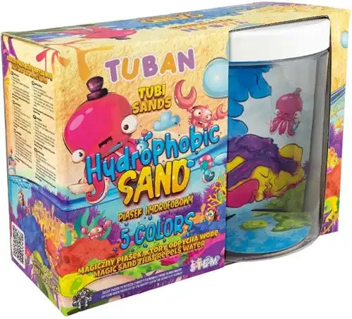 Tuban Hydrophobic Sand Set with aquarium — 5 colours of water-repelling sand for children
